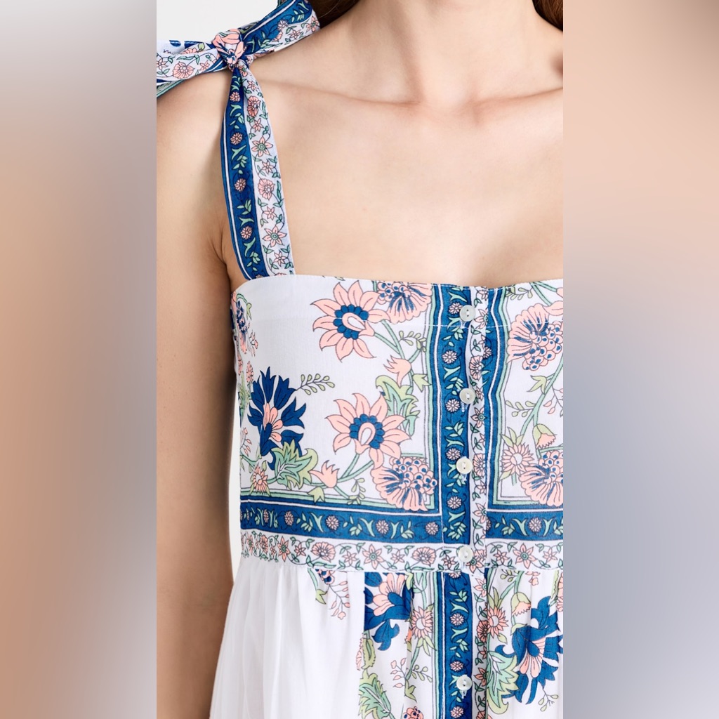 Juliet Dunn Tie Shoulder Dress In Rose Border - Size 1 — image 4 of 8